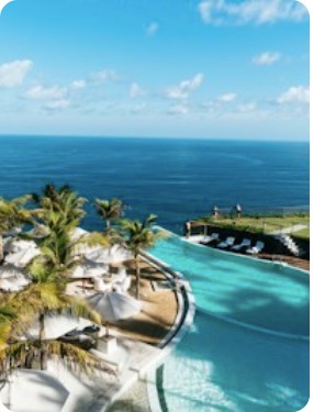 Resort pool with ocean view